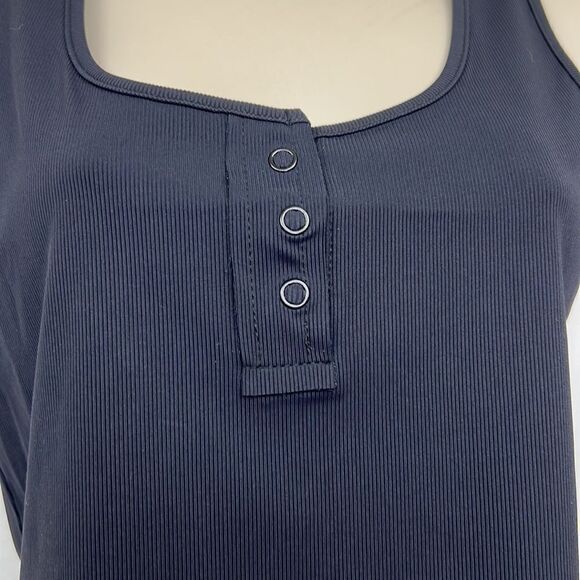 Lanston REVOLVE black ribbed cropped Henley tank top NWT size small - Picture 5 of 11